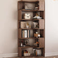 Open Shelf Corner Bookshelf, Multi-Layer Corner Shelf, Wooden Cube Display Shelf, Corner Bookcase Toy for Small Space, Book Storage, for Game Room, Bedroom(Black Walnut,60x40x191.3cm)