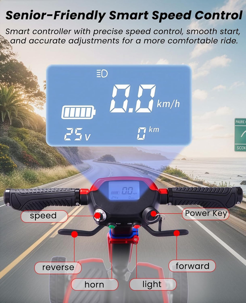 4-Wheel Mobility Scooter for Seniors, Foldable, 12-Mile Range | Auto Brake System for Enhanced Safety
