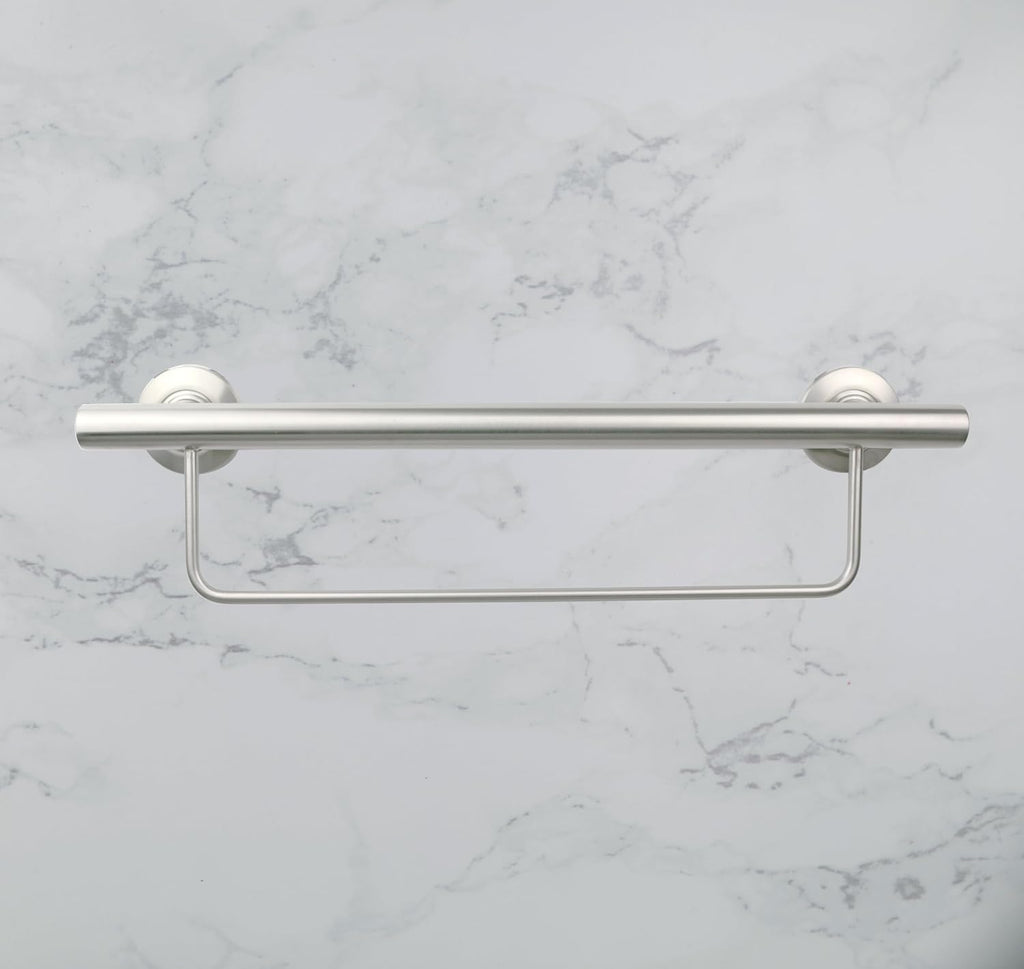 24' Designer Newport Wall Mount Bathroom Shower Grab Bar with Towel Bar, Satin Finish