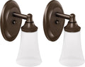 Moen YB2861ORB Eva 1-Light Dual-Mount Bath Bathroom Vanity Fixture with Frosted Glass, Oil Rubbed Bronze (Pack of 2)