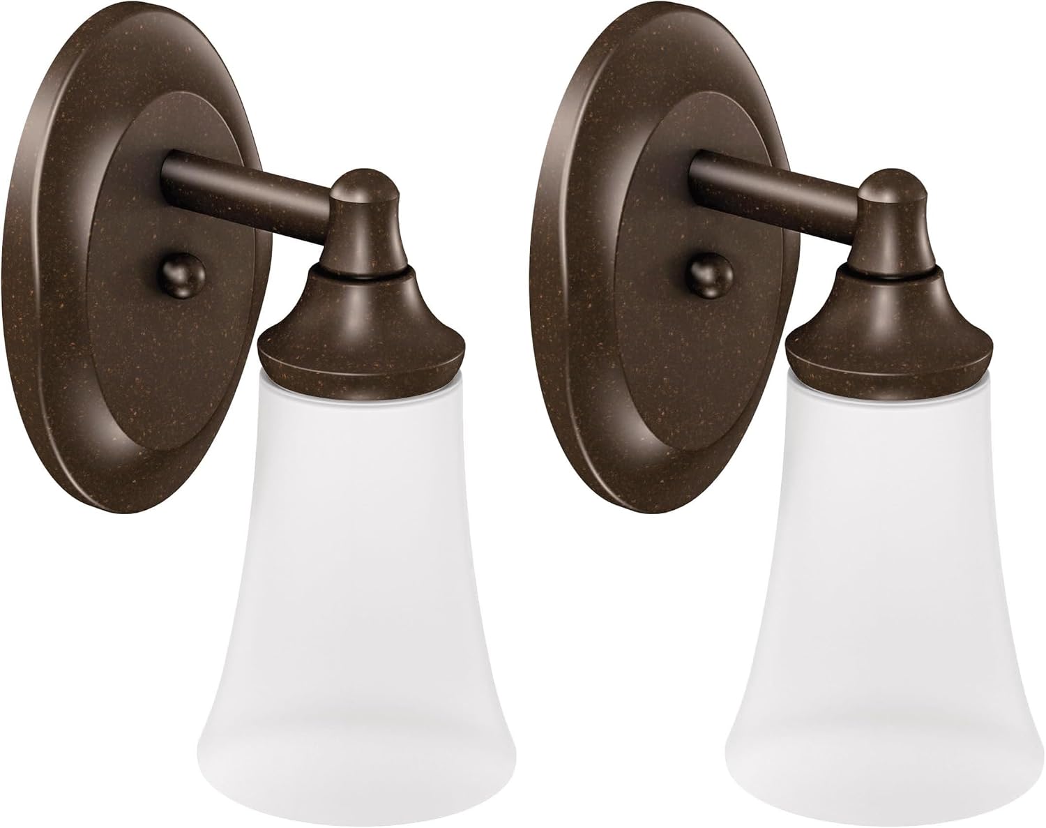 Moen YB2861ORB Eva 1-Light Dual-Mount Bath Bathroom Vanity Fixture with Frosted Glass, Oil Rubbed Bronze (Pack of 2)