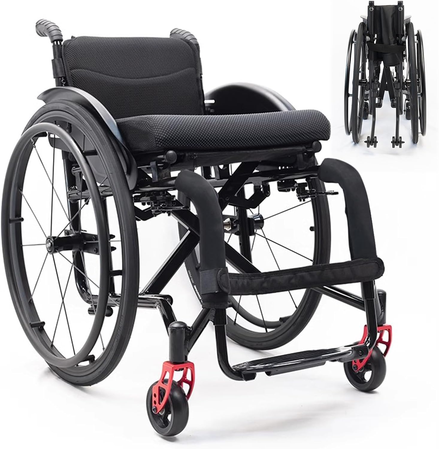 Light Wheelchair,Folding Wheelchair For Adults,Lightweight Foldable Wheelchair,Aluminum Alloy Wheelchair,Compact Wheelchair,Sports Folding Transport Wheelchair,All - Terrain Wheelchair(Size:34cm/13.4i