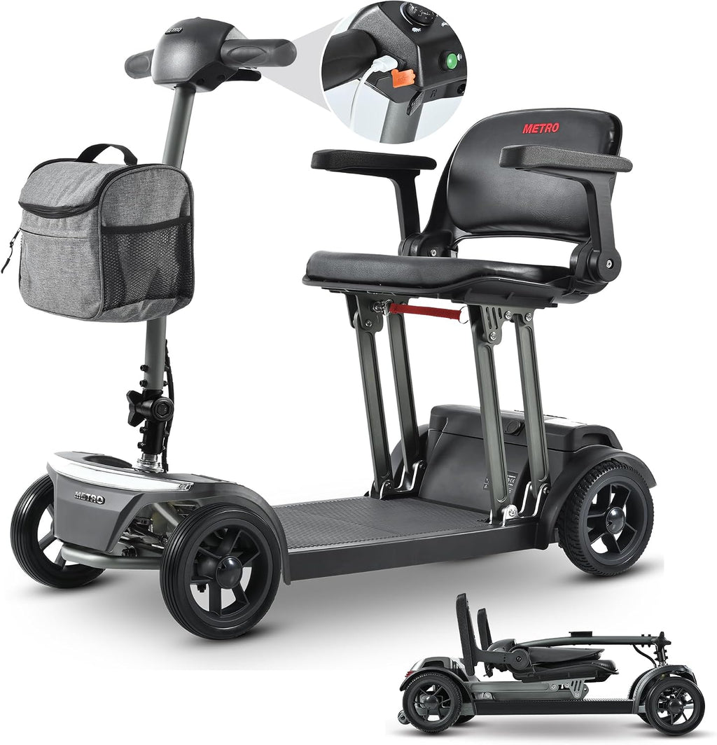 Only 48lb 4 Wheel Scooters Electric Folding Mobility Scooter for Adults Foldable Scooters Air Travel Airline Approved Mobility Scooter for Seniors Lightweight Handicap Collapsible