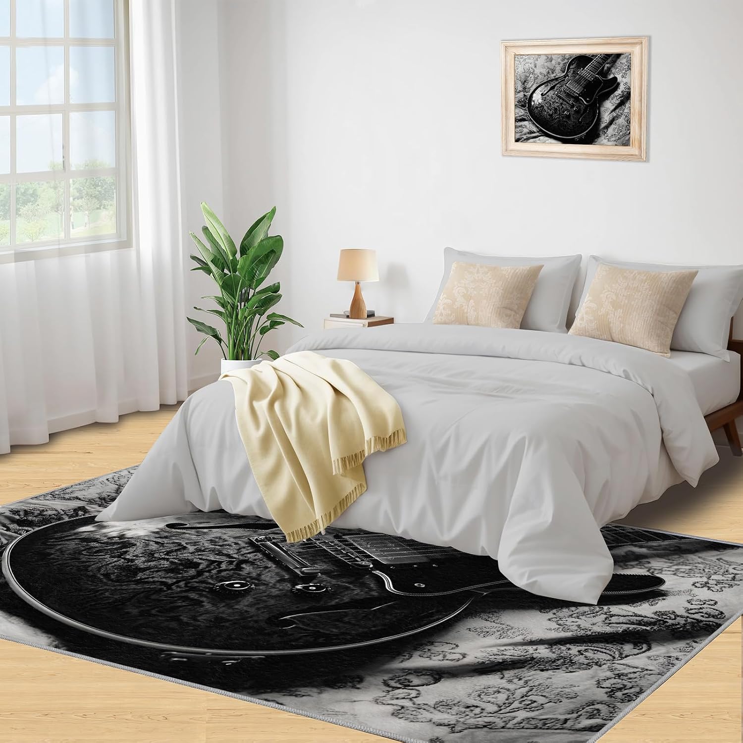 Guitar Rugs for Bedroom - 5x7 Rug, Vintage Guitars Area Rugs for Living Room, Musical Instrument Washable Carpet, Guitars Rug, Boys Room Carpet - Guitar Home Decor & Gift