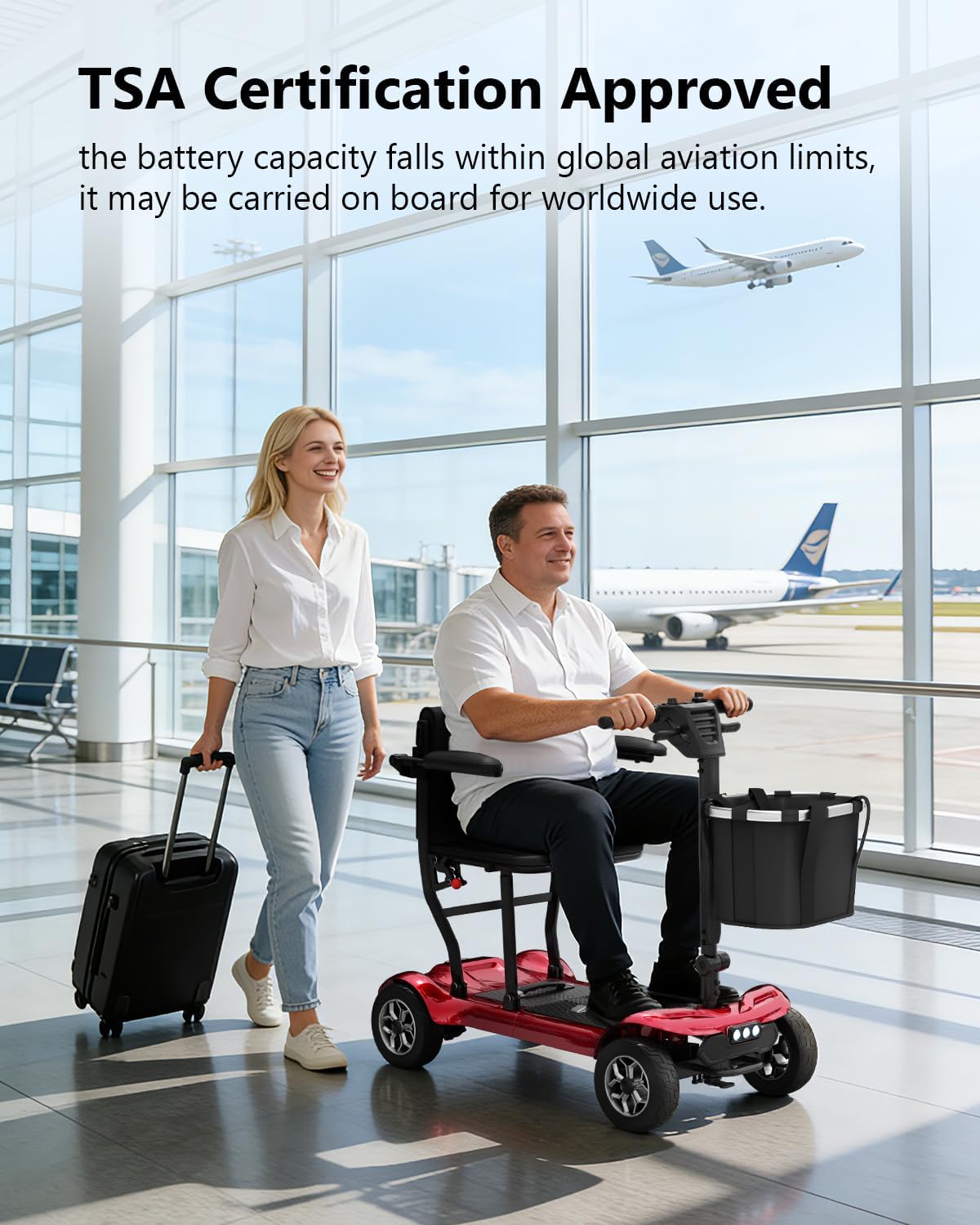 Folding Mobility Scooters for Adults Seniors - 23 Miles Long Range Travel Portable Powered 4 Wheel Electric Motorized Scooter, Cruise & Airport Approved, Removable Dual Batteries, 275 Lbs Capacity