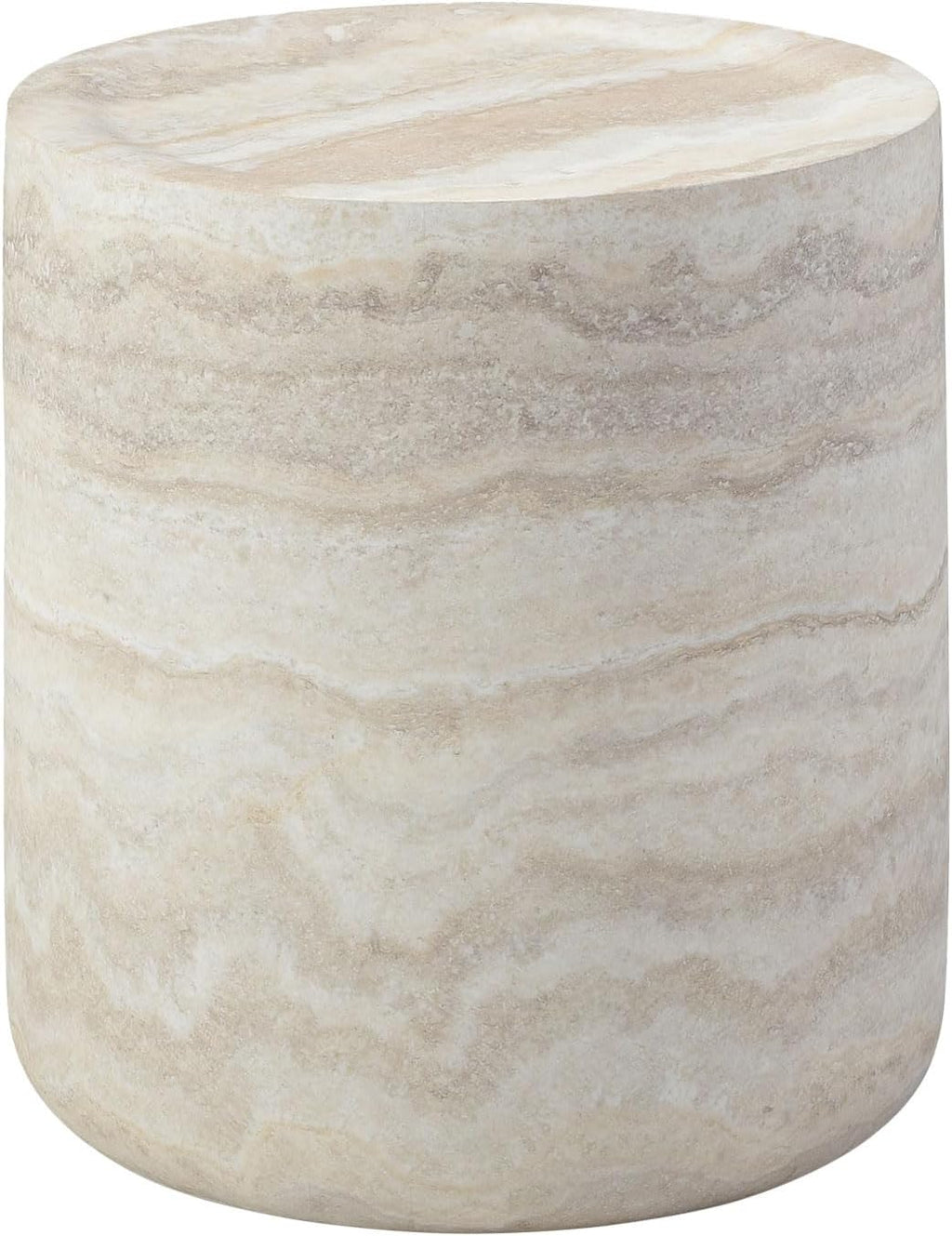 15.74' Round Coffee Table, Living Room Tables Round Coffee Tables, Small Side Table and Center Table for Bedroom Balcony Lounge Home Office, Fiberglass Material, Faux Travertine Textured Beige