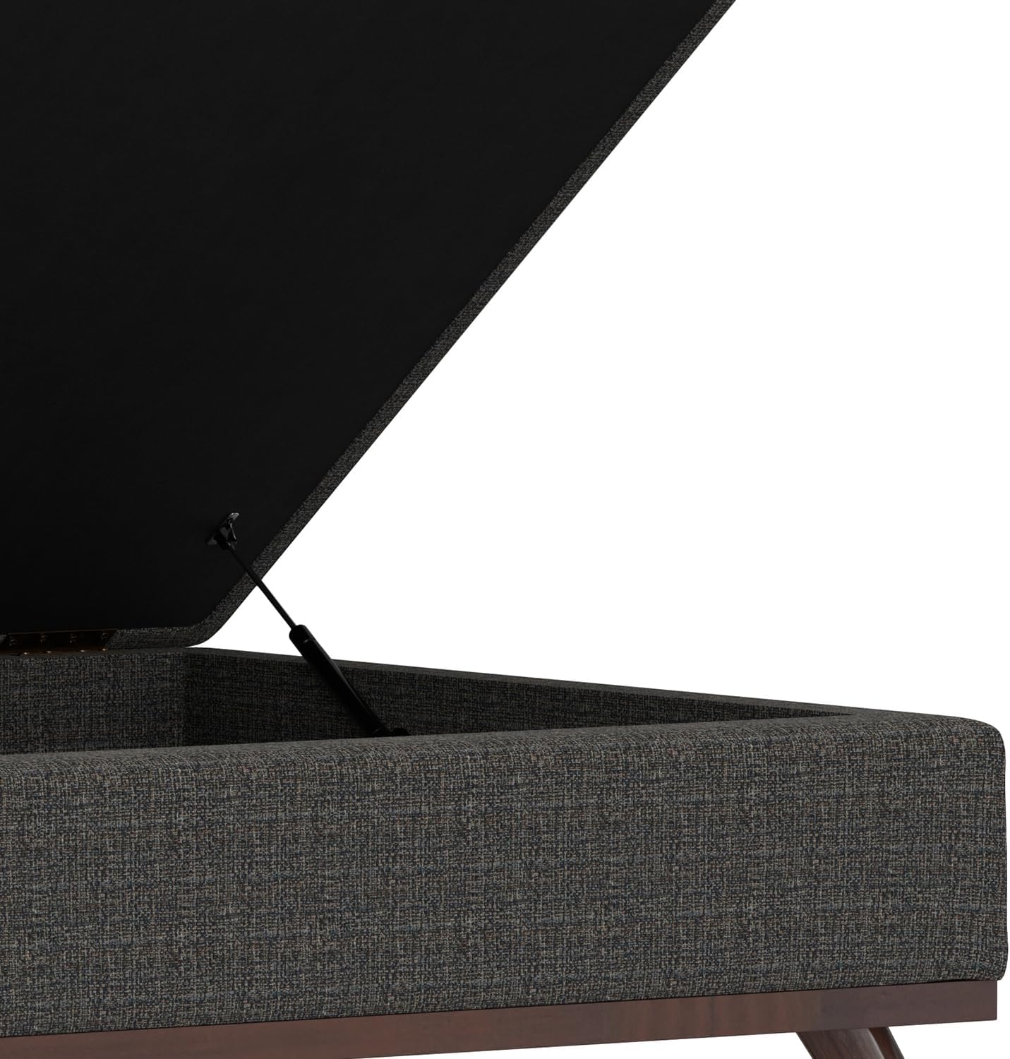 SIMPLIHOME Owen 36 inch Wide Mid Century Modern Square Coffee Table Storage Ottoman in Ebony Tweed Look Fabric, Assembled, for the Living Room, Entryway and Family Room