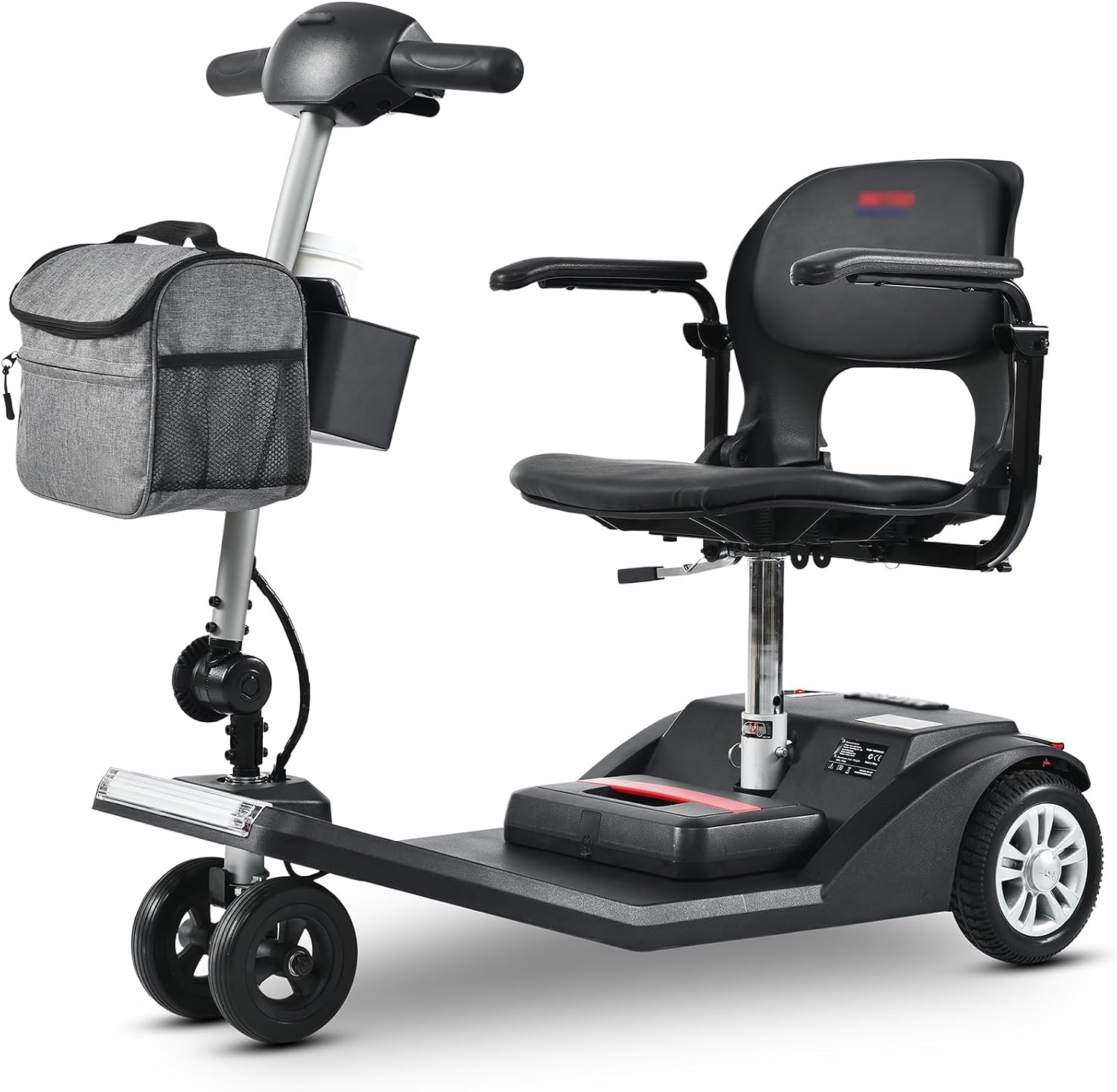 Mobility Scooters for Seniors & Adults 350 Lb Weight All Terrain,Lightweight 4-Wheel Powered Mobile Scooter,Foldable Disability Electric Wheelchair,Luxury Seat,w/Led Lights,15Miles,5MPH,Black