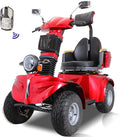Mobility Scooters for Seniors & Adults 600lbs Capacity, Heavy Duty 4-Wheel 3-Speed Electric Powered Wheelchair Device 1000W All Terrain, Elderly-Lockbox Adjustable Seat (DJD Red 1000W)