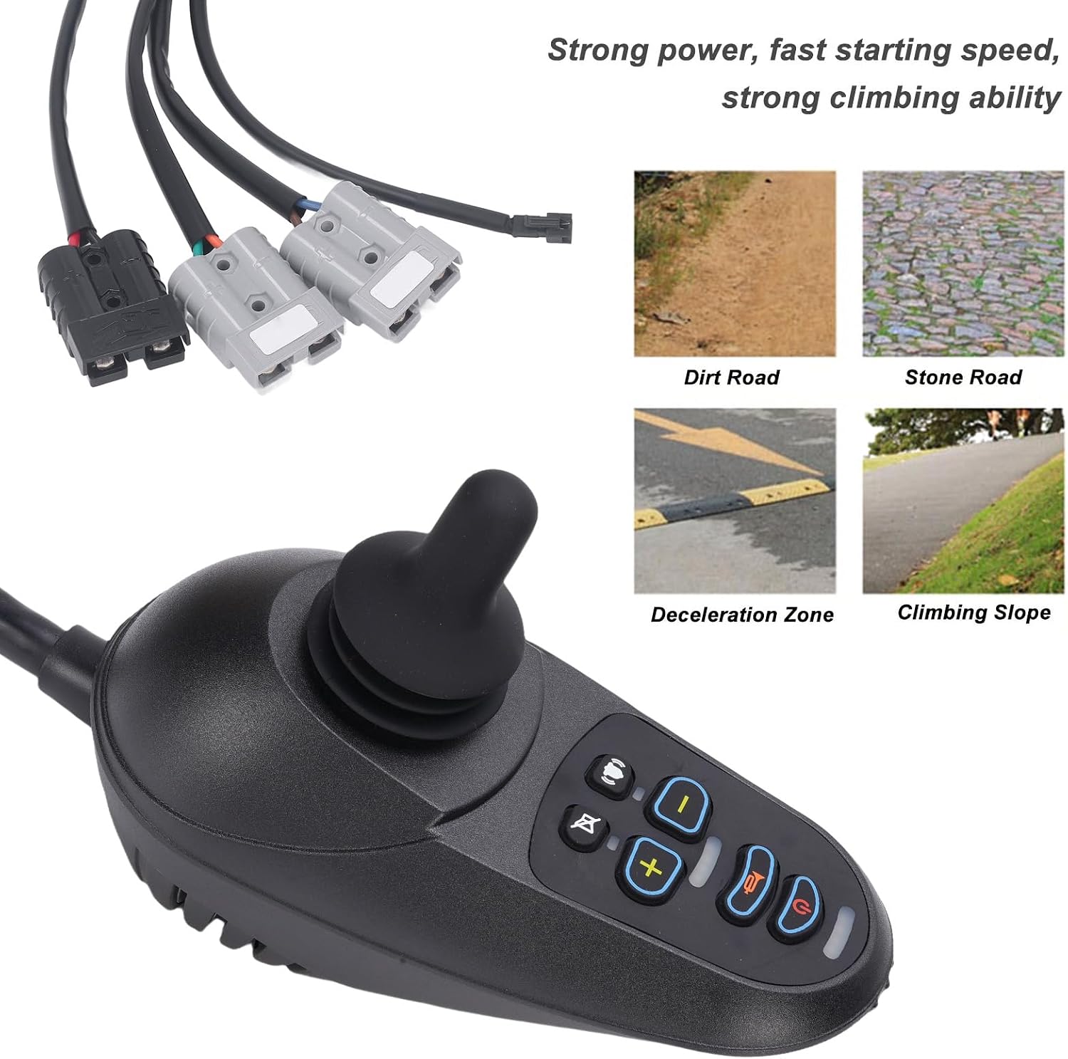 FTVOGUE Electric Chair Controller 50A Universal Joystick with Magnetic Brake Connector and Remote Control for Wheelchairs and Mobility Scooters