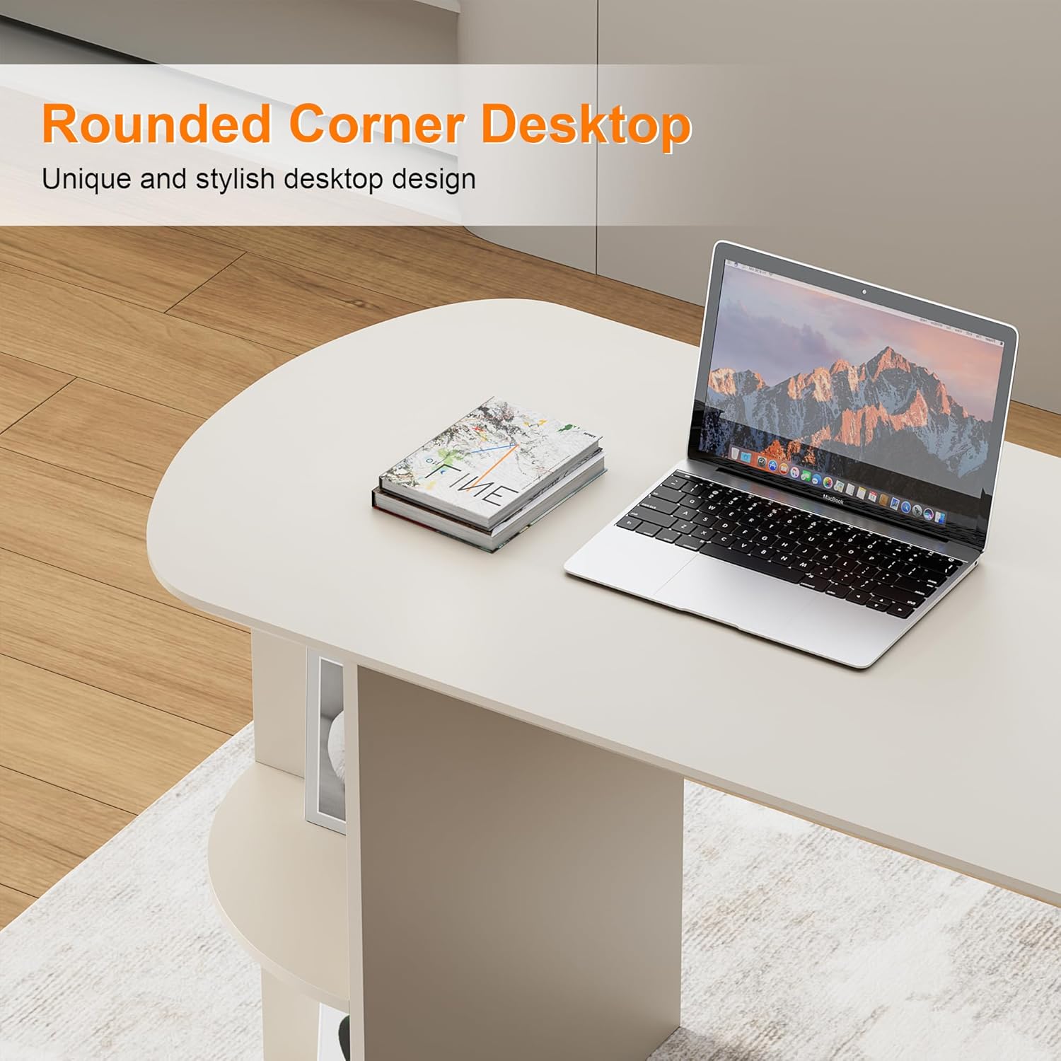 Qulomvs Desk with Drawers, 55inch Home Office White Desk with Drawers and Storage Shelves, Cream White Modern Simple Style Laptop Desk, Work Study Writing Table Workstation for Home Office