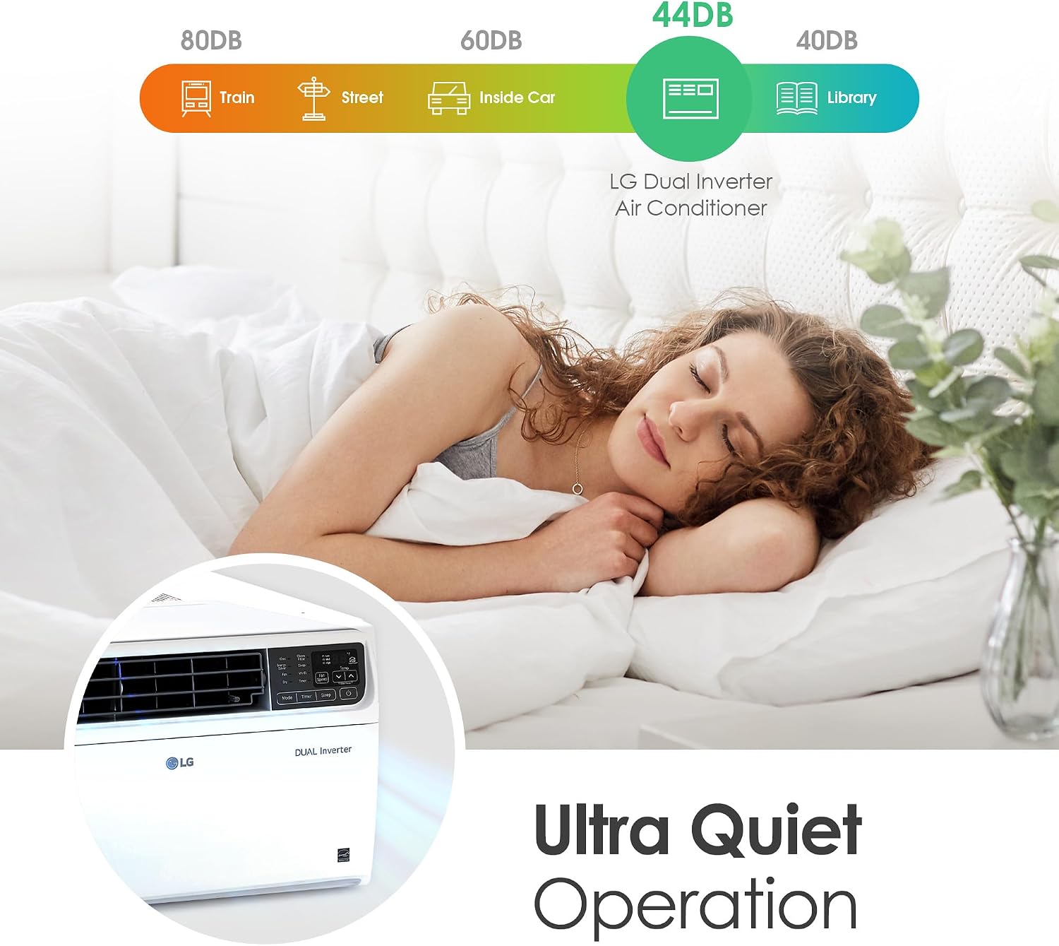 LG 14000 BTU Window Air Conditioner Energy Saving Dual Inverter Remote Control WiFi Enabled Works w/LG ThinQ, Alexa Washable Filer Ultra-Quiet Cools 700 Sq.Ft. for Large Room AC Unit White LW1522FVSM