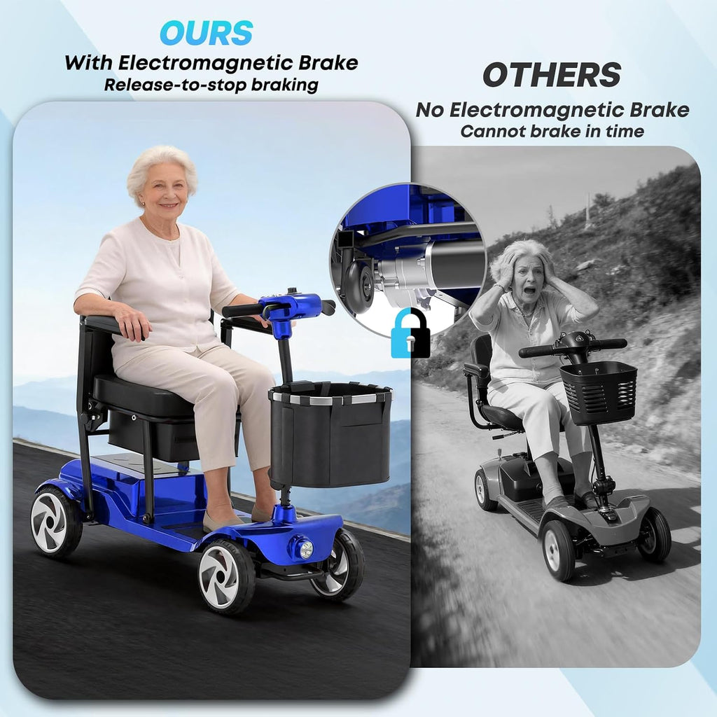 Mobility Scooters, Lightweight Electric Scooters for Seniors&Adults | 49lb Aluminum Frame with Removable Battery, Foldable Motorized Scooters for Trips, Shopping, Daily Use, Royal Blue, 10 Ah
