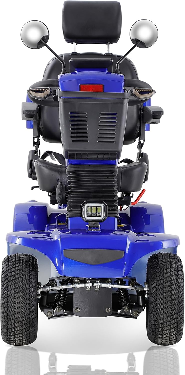 Mobility Scooters for Seniors & Adults 400 Lb Weight Foldable,Heavy Duty Powered Scooter with Electromagnetic Brake,Portable All-Terrain Disability Mobile Electric Wheelchair,Storage Box,Blue
