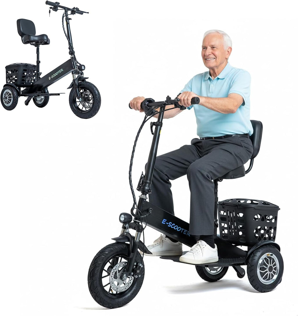 3-Wheel Mobility Scooter for Seniors & Adults, 500W Motor, Long Range | LED Headlight & Removable Basket Adjustable Seat & Handlebar Mobility Device Supports up to 330 lbs