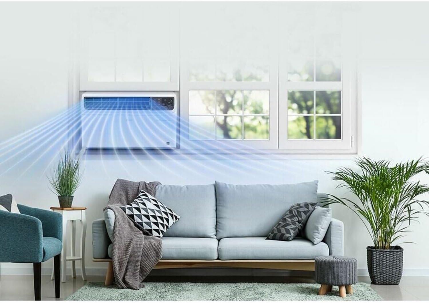LG 8,000 BTU Dual Inverter Smart Window Air Conditioner, 115V, Cools 340 Sq. Ft. for Bedroom, Living Room, Apartment, Quiet, Energy Star, works with LG ThinQ, Amazon Alexa and Hey Google, White