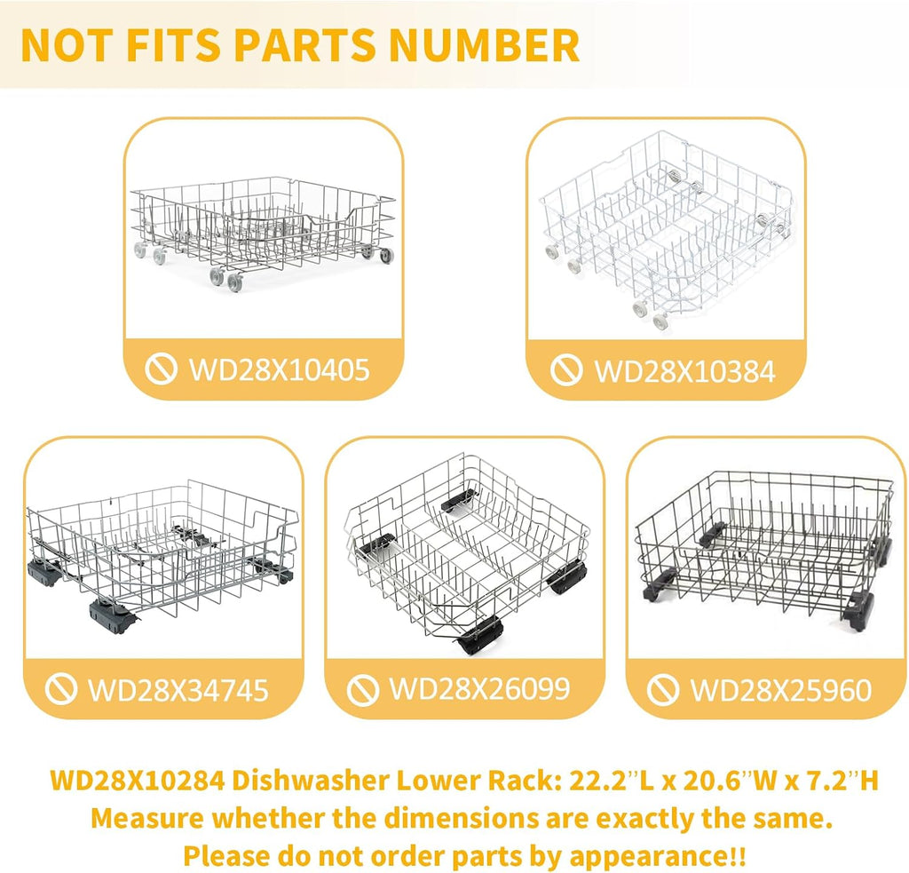Allstare WD28X31819 WD28X10284 Dishwasher Lower Rack Replacement Parts for GE Dishwasher Parts Lower Dishrack Assembly with Wheels ADW1100N10WW GSD2100V55BB GE Dishwasher Bottom Rack