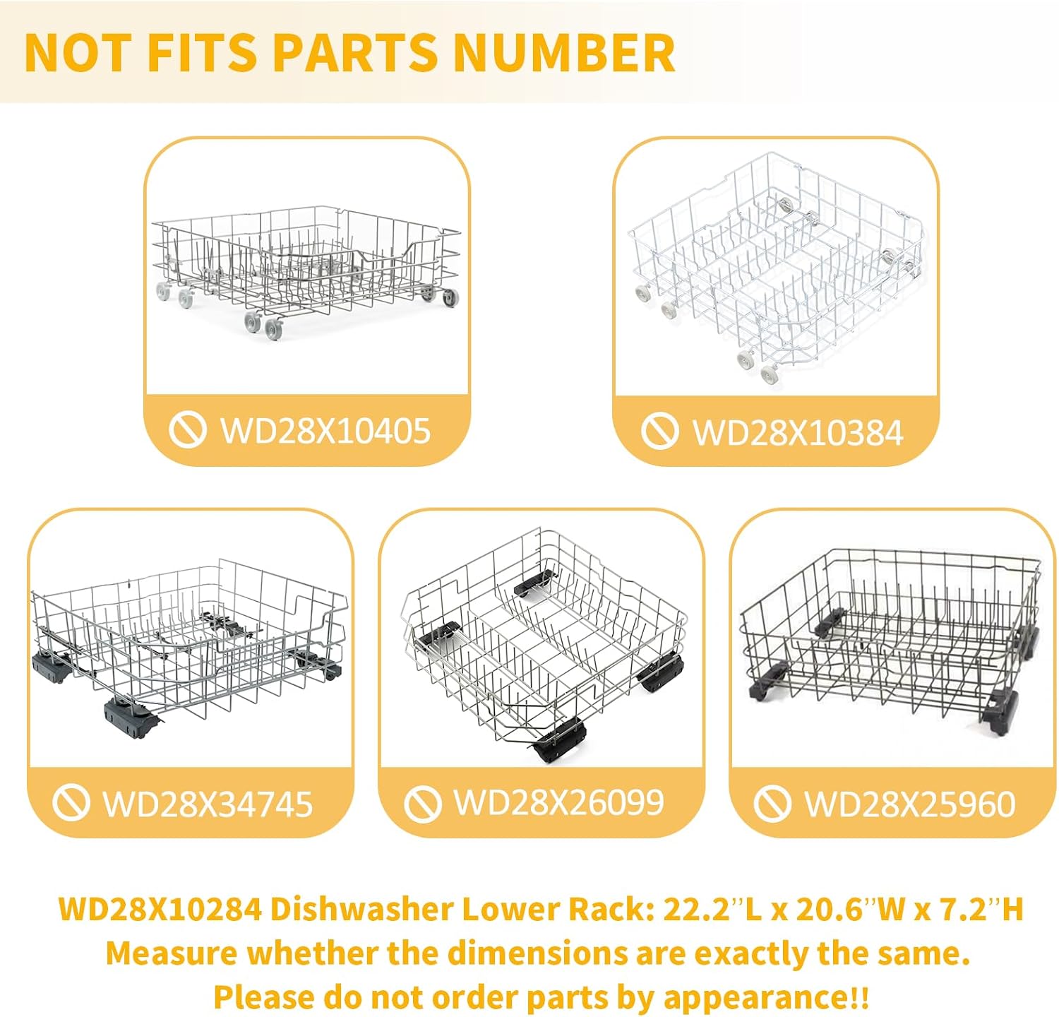 Allstare WD28X31819 WD28X10284 Dishwasher Lower Rack Replacement Parts for GE Dishwasher Parts Lower Dishrack Assembly with Wheels ADW1100N10WW GSD2100V55BB GE Dishwasher Bottom Rack
