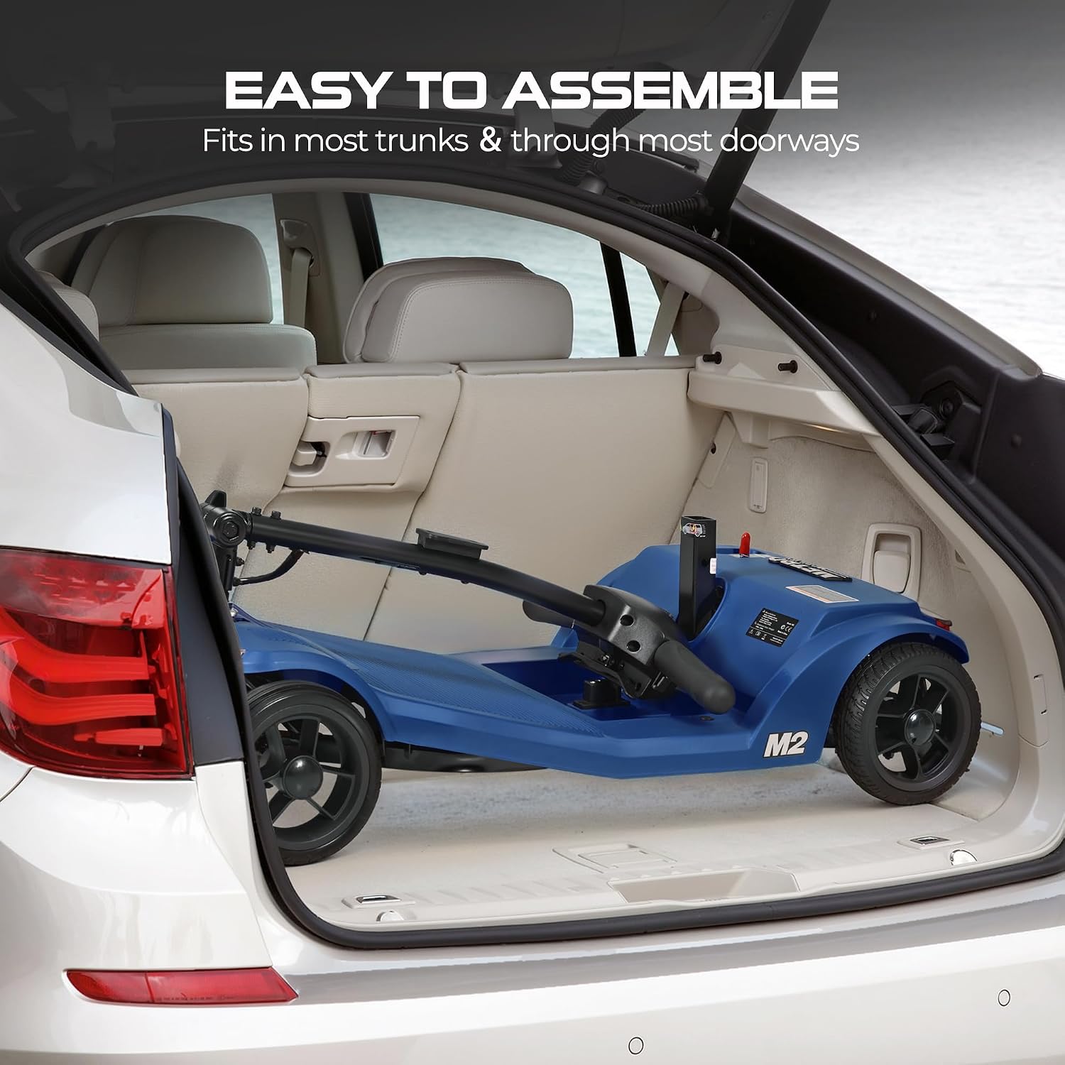 Mobility Scooters for Seniors & Adults 350 Lb Weight Foldable,All-Terrain 4-Wheel Powered Scooter,Lightweight Foldable Disability Electric Wheelchair,Front Rear Led Lights with Basket,Blue