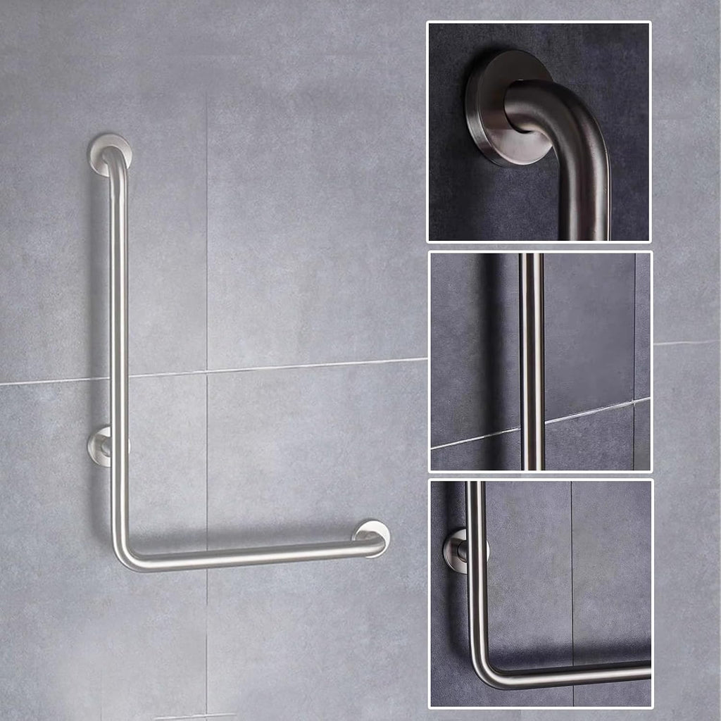 Shower Grab Bars, L Shaped Stainless Steel Bathtub Safety Rail for Elderly and Disabled Assistance in Daily Living (70X50cm/26x20in)