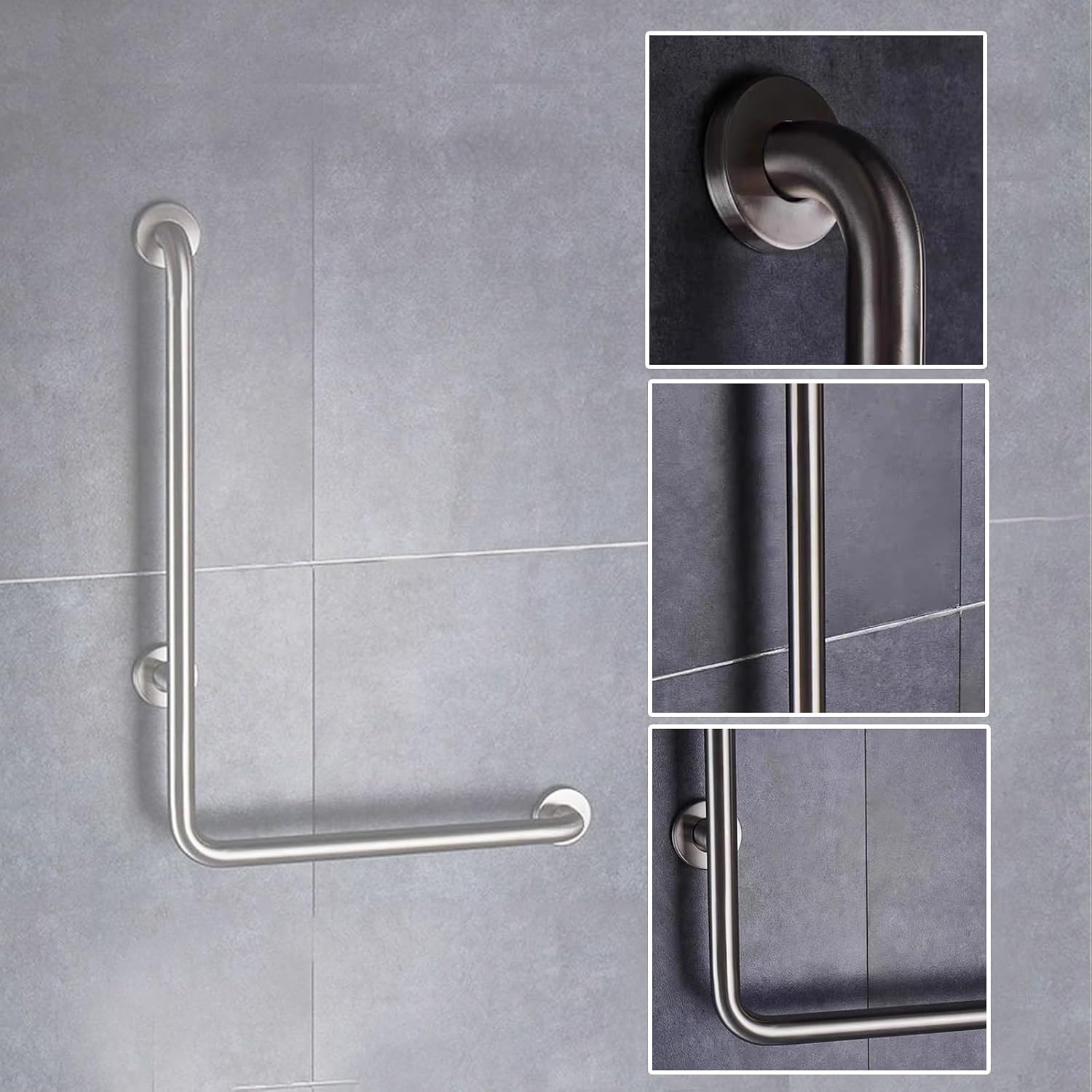 Shower Grab Bars, L Shaped Stainless Steel Bathtub Safety Rail for Elderly and Disabled Assistance in Daily Living (70X50cm/26x20in)