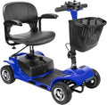 FERBAM 4 Wheel Mobility Scooter, Electric Power Mobile Wheelchair for Seniors Adult with Lights Collapsible and Compact Duty Travel Scooter w/Basket and Extended Battery Blue 1.0 Count