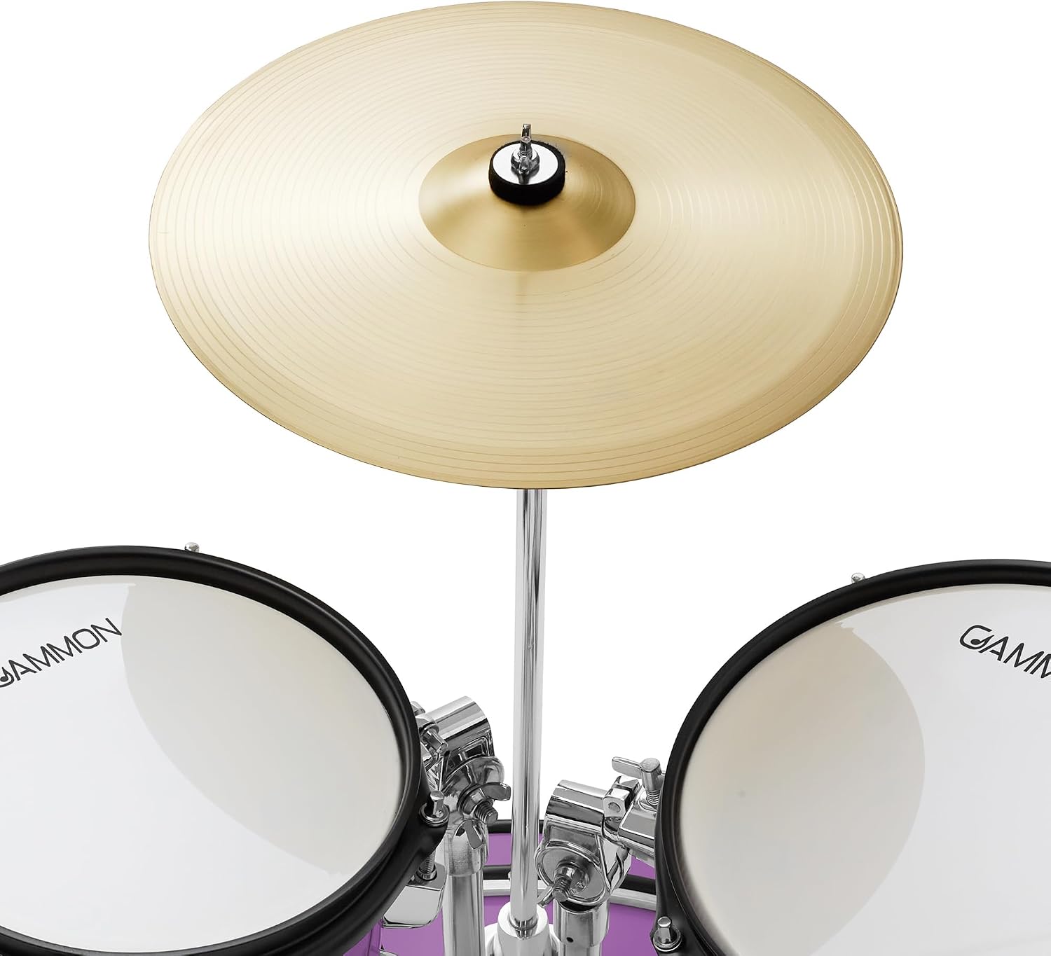 Gammon Percussion 5-Piece Junior Starter Drum Kit with Cymbals, Hardware, Sticks, & Throne - Purple