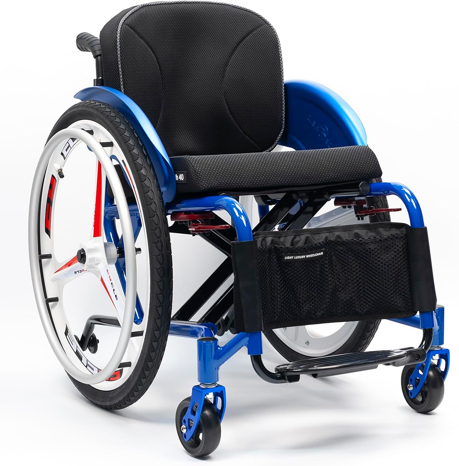 Lightweight Aluminum Alloy Wheelchair,Sports Wheelchair,Self-propelled Portable Manual Wheel Chair,Folding Transport Wheelchair,with Handbrakes and Quick Release Rear Wheels(Hard Backrest,40cm/15.7in)