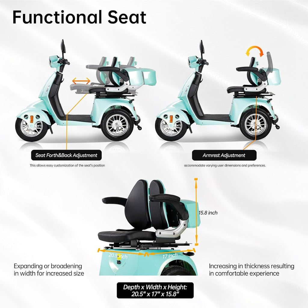 Mobility Scooters for Adults,Heavy-Duty 4 Wheel Mobility Scooters for Seniors,500 LB Capacity All Terrain Mobility Scooter Handicap Scooters for Adults,800W, Multiple Colors