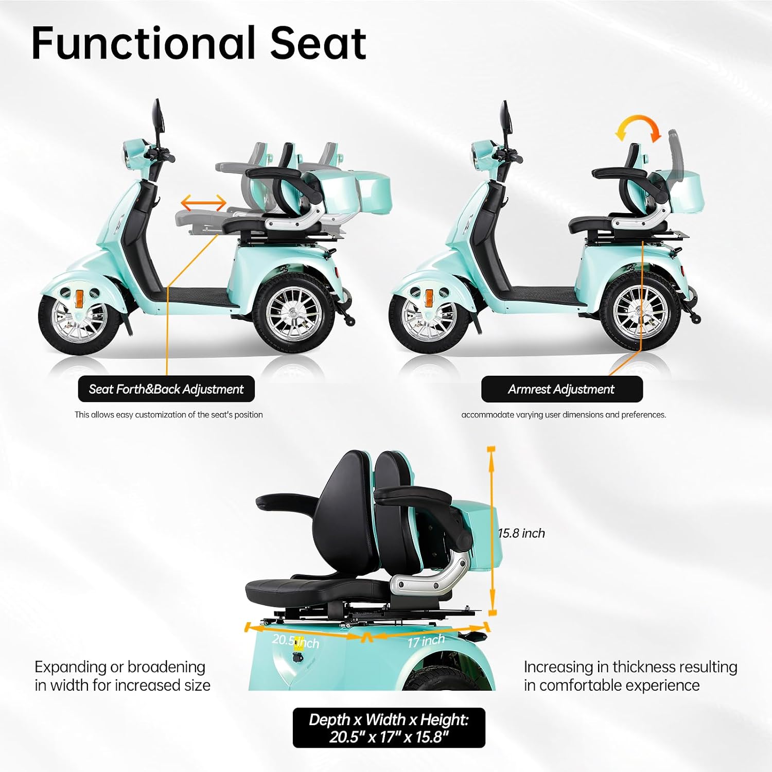 Mobility Scooters for Adults,Heavy-Duty 4 Wheel Mobility Scooters for Seniors,500 LB Capacity All Terrain Mobility Scooter Handicap Scooters for Adults,800W, Multiple Colors