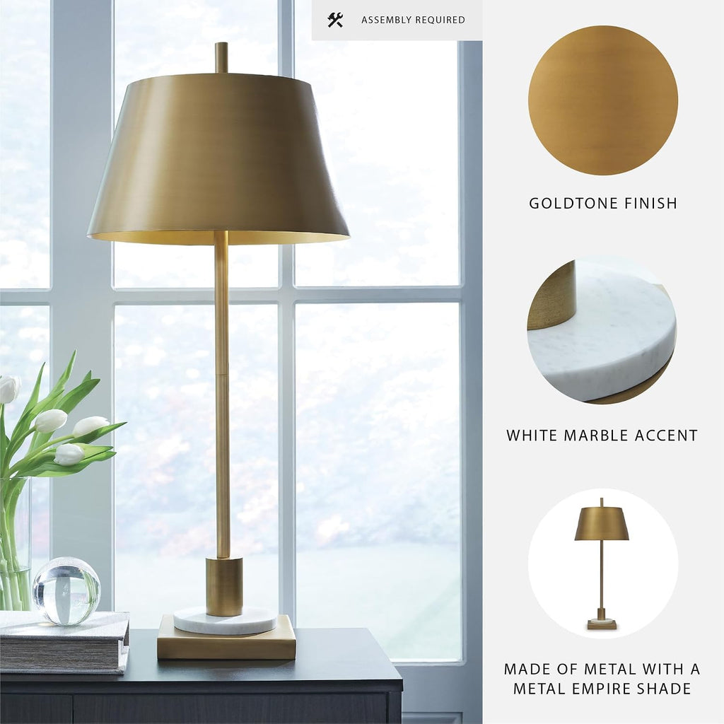 Signature Design by Ashley Fritzburn Industrial Metal Table Lamp with On/Off Switch, Metallic & White