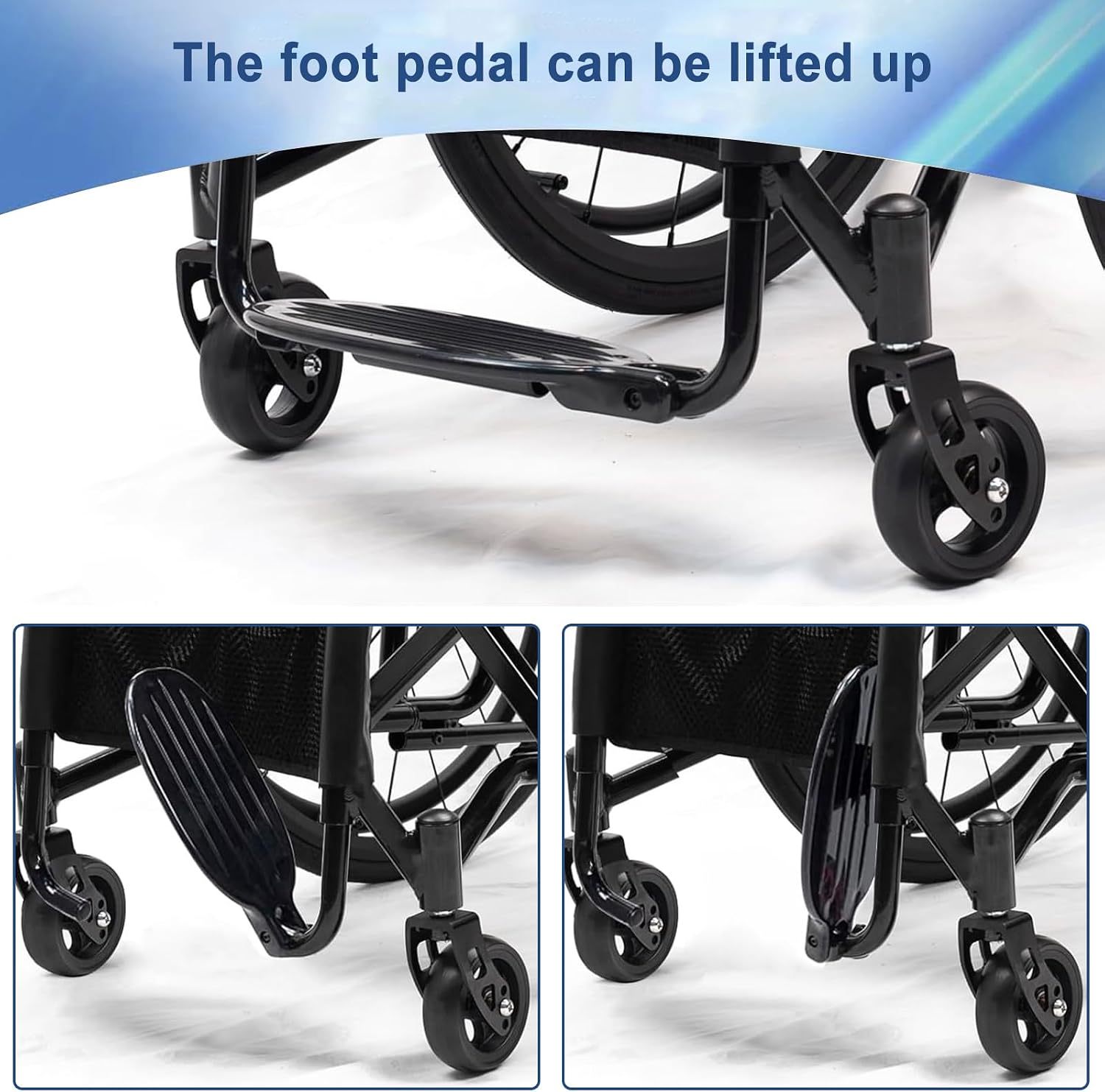 Lightweight Aluminum Alloy Wheelchair,Sports Wheelchair,Self-propelled Portable Manual Wheel Chair,Folding Transport Wheelchair,with Handbrakes and Quick Release Rear Wheels(Hard Backrest,38c/15in)