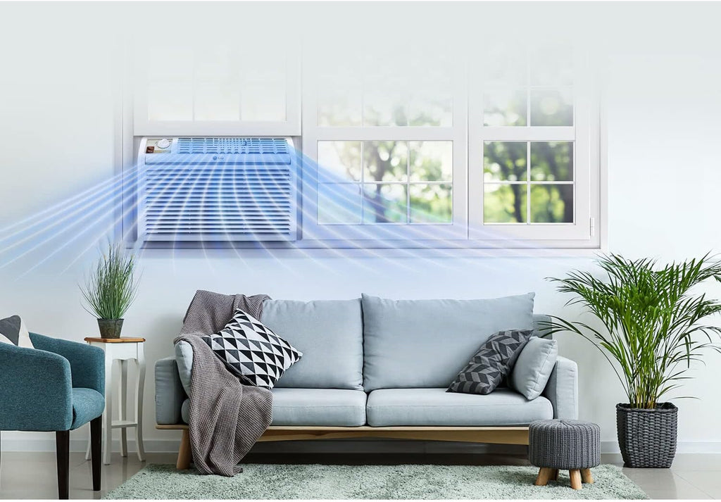 LG 5,000 BTU Window Air Conditioner, 115V, AC Window Unit Cools 150 Sq.Ft. (10' x 15' Room Size), Perfect for Bedrooms, Quiet AC with 2 Cooling & Fan Speeds, 2-Way Air Deflection, and Washable Filter