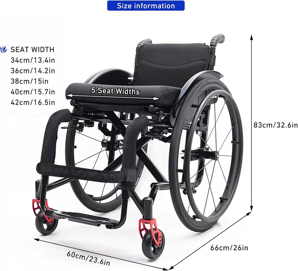 Light Wheelchair,Folding Wheelchair For Adults,Lightweight Foldable Wheelchair,Aluminum Alloy Wheelchair,Compact Wheelchair,Sports Folding Transport Wheelchair,All - Terrain Wheelchair(Size:36cm/14.2i