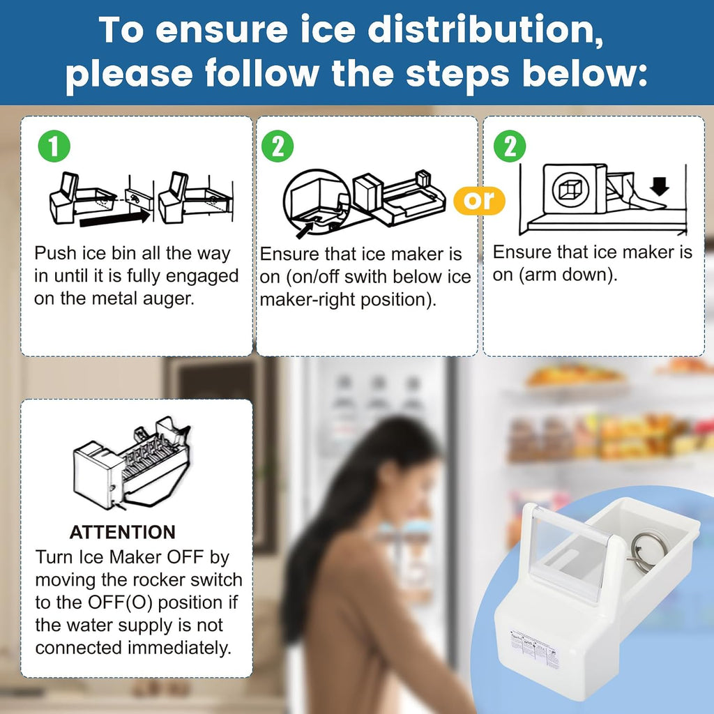 WPW10558424 for Whirlpool Ice Maker Replacement, Ice Bucket Assembly WPW10558424 Compatible with Whirlpool Kenmore Maytag Amana Refrigerator, WRS322FDAM04, WRS321SDHZ08, WRS321SDHZ05, WRS321SDHZ01