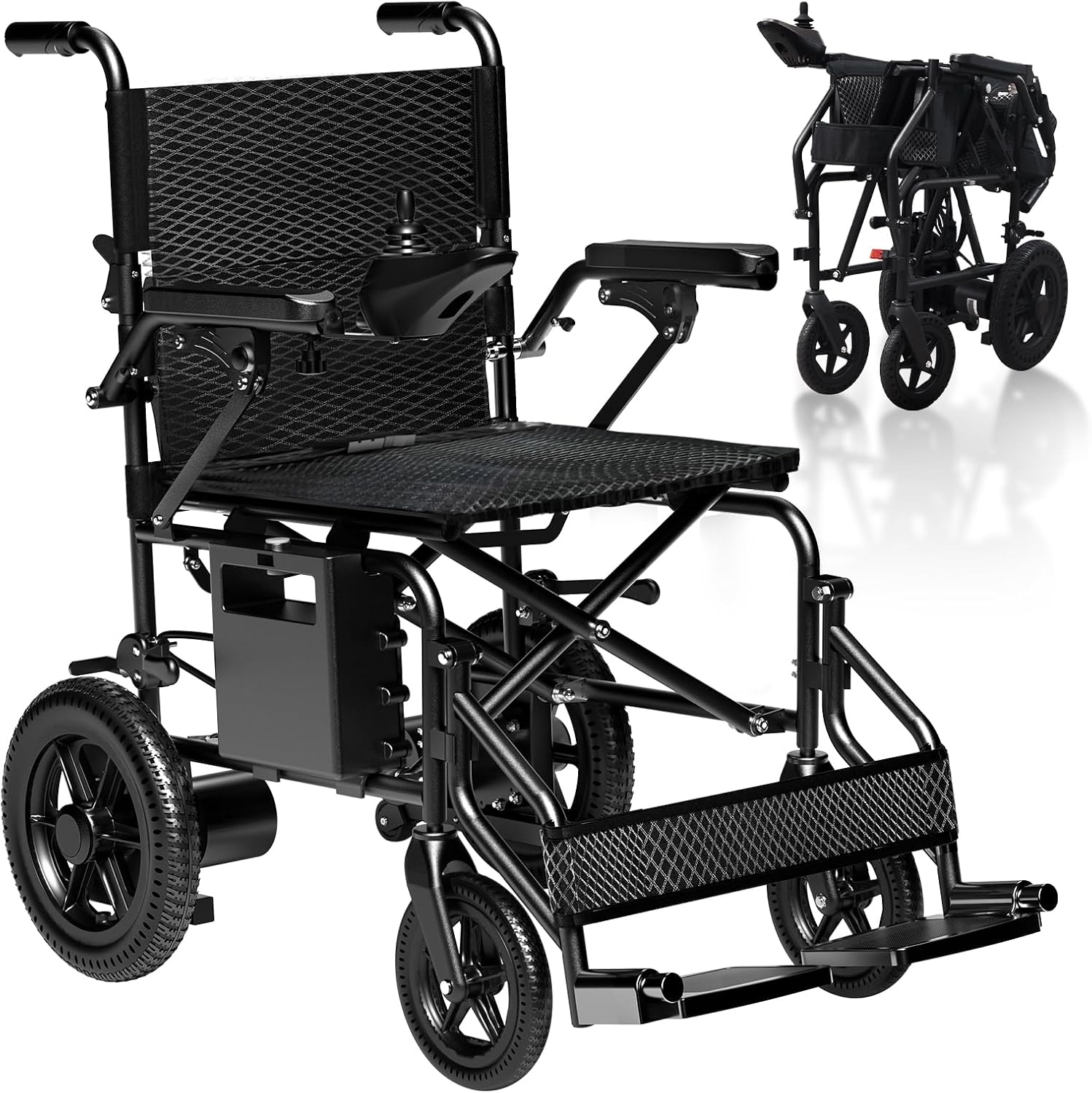 [2026 Upgrade] Hassky Electric Wheelchair for Adults Foldable, 15 Miles Range Motorized Wheelchair, All Terrain Power Wheelchairs for Seniors Supports Up to 350 lbs Black