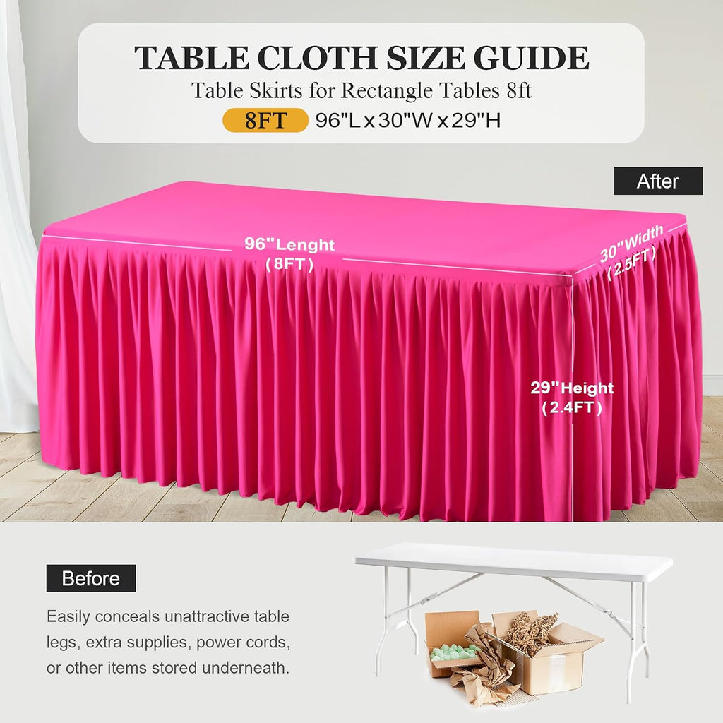 Shillance 6 Pack Hot Pink Table Clothes for 8 Foot Rectangle Tables, Premium Polyester Rectangle Tablecloth Wrinkle Resistant Washable Table Cloth for Wedding, Party, Dining, Banquet, Buffet Tables