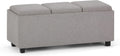 SIMPLIHOME Avalon Storage Ottoman - 42 inch Wide Upholstered Linen Look Fabric Rectangular Flip-Top Ottoman in Cloud Grey, Contemporary Coffee Table Ottoman for Living Room with Hidden Storage