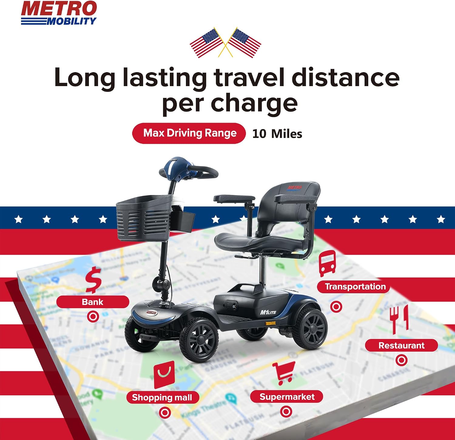 Folding Mobility Scooter for Seniors 4 Wheel Scooter for Adults Electric Medical Scooter Compact for Travel - Electric Powered Wheelchair Device - Compact Heavy Duty Mobile(M1 Lite Blue)