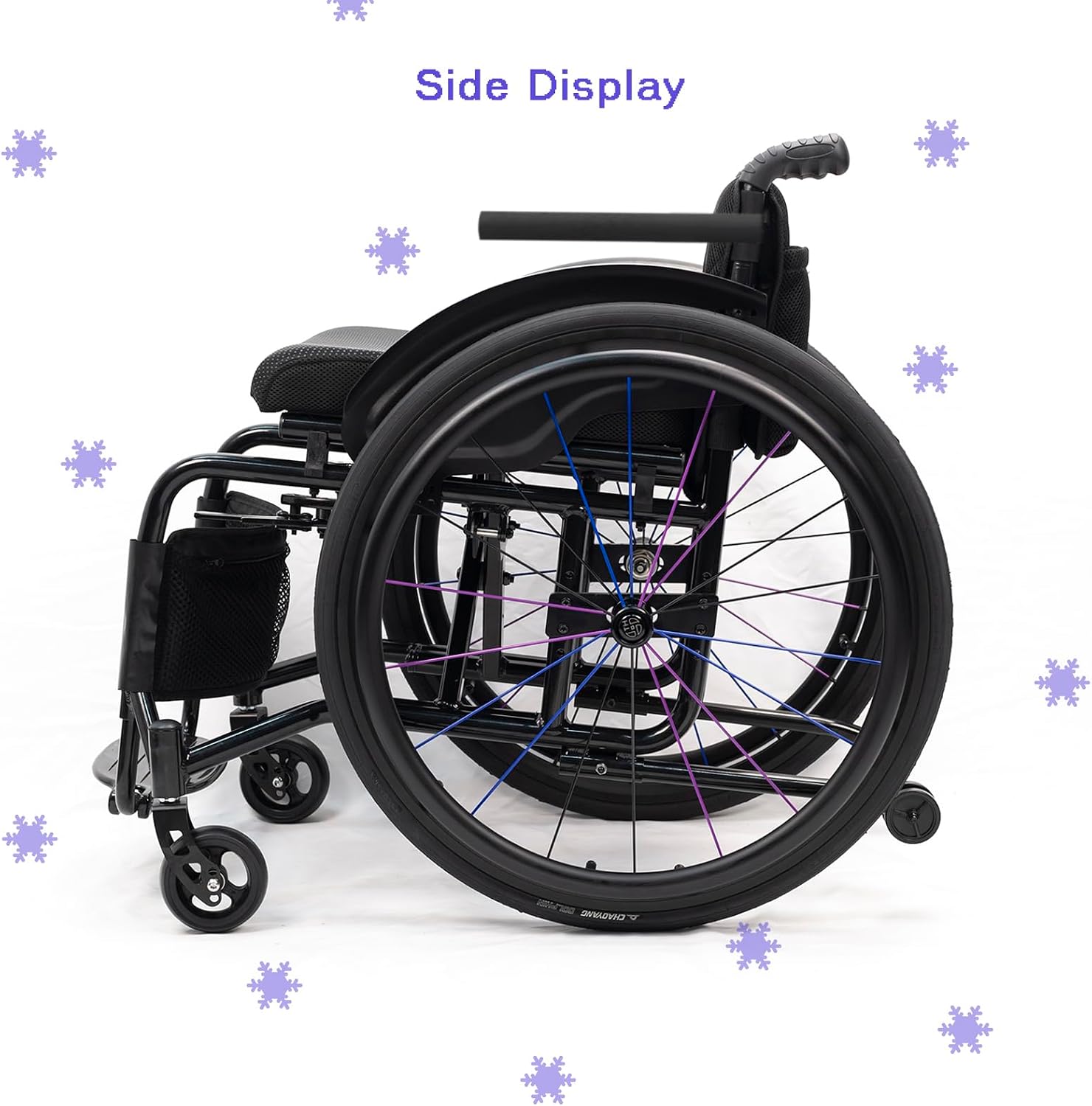Foldable Aluminum Wheelchair,Folding Sports Wheelchair,Transport Wheelchair with Handbrakes,All-Terrain Ultra Lightweight Wheelchair,Wheelchairs for Adults,Anti-Tip Wheels(14.1in/36cm)