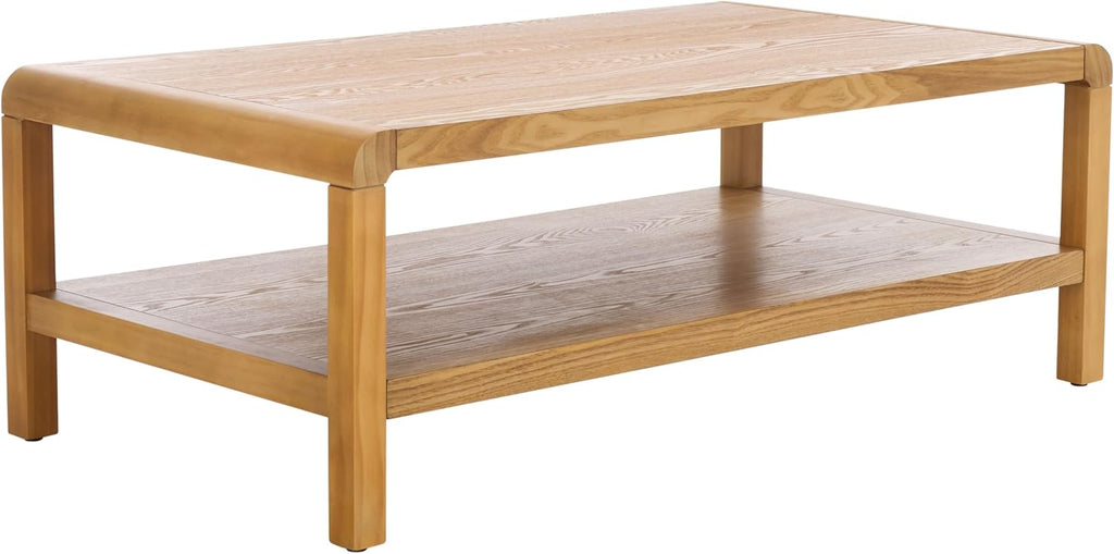 SAFAVIEH Home Collection Omara Natural Brown 1-Shelf Coffee Table