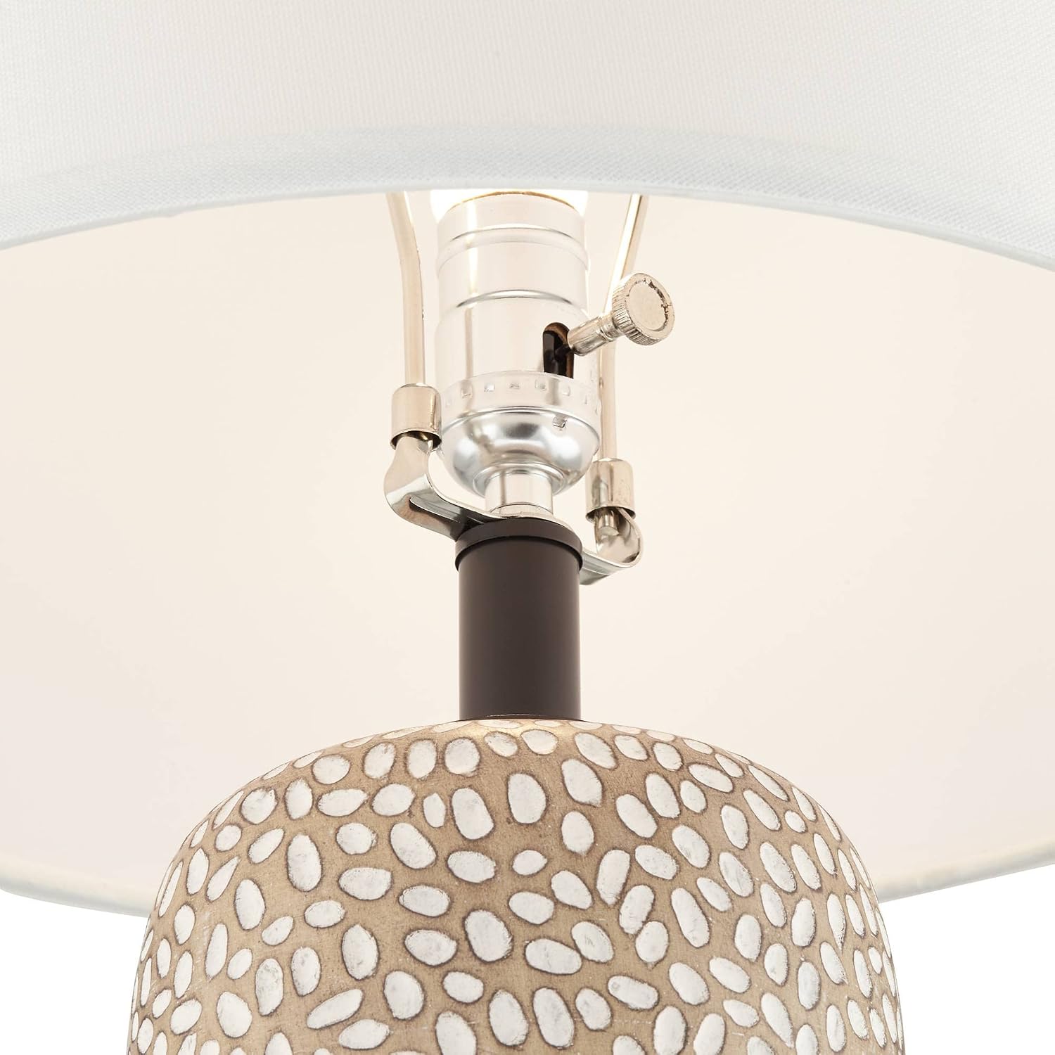 360 Lighting Anna 27 1/4' Tall Modern Coastal Table Lamps Set of 2 Beige Pebbled Fabric White Shade Living Room Bedroom Bedside Nightstand House Office Home Reading Kitchen Entryway Console Family