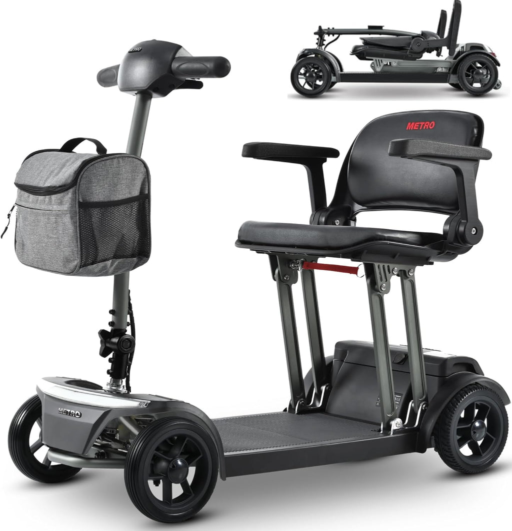 4 Wheel Mobility Scooters for Seniors Foldable Travel Scooter Airline Approved Folding Handicap Scooters for Adults Lightweight Collapsible Electric Mobility Scooter Adults 265 lbs