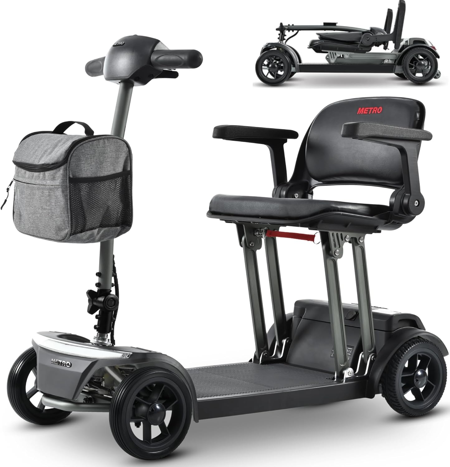 Only 48lb 4 Wheel Scooters Electric Folding Mobility Scooter for Adults Foldable Scooters Air Travel Airline Approved Mobility Scooter for Seniors Lightweight Handicap Collapsible