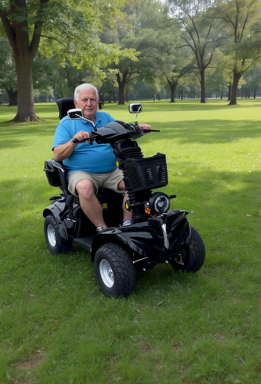 Heavy Duty Mobility Scooters for Seniors & Adults 500lbs Capacity - Electric Powered Mobility Cart - 1000W All Terrain Recreational Mobility Scooter for Travel