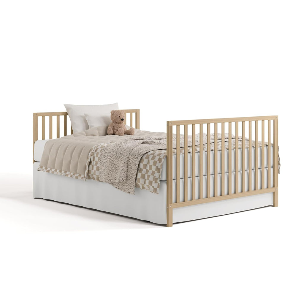 Storkcraft Morningside 5-in-1 Convertible Crib – GREENGUARD Gold Certified, Fits Standard Crib Mattress, Converts to Toddler Bed, Daybed and Full Bed, 4 Adjustable Mattress Heights (Driftwood)