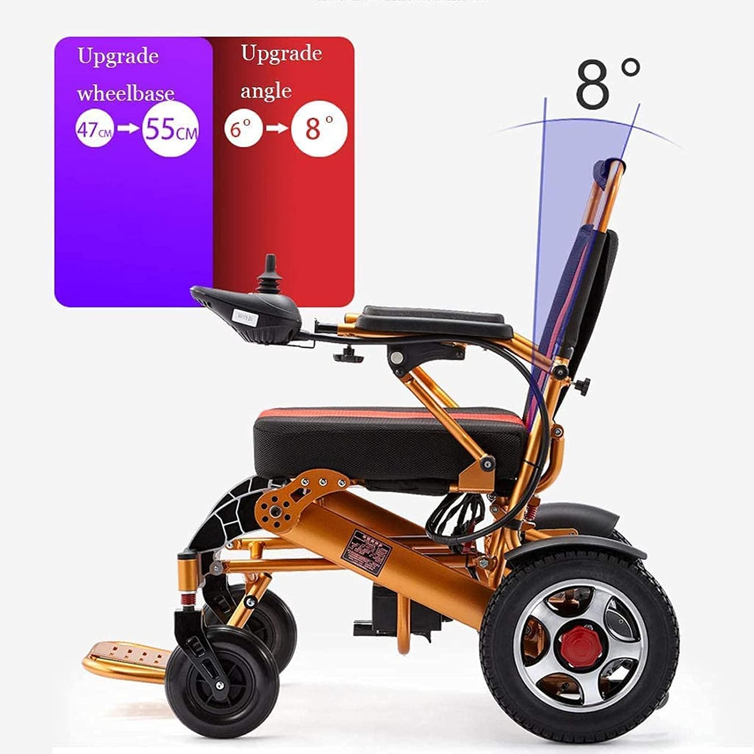 Folding Electric Wheelchairs, Lightweight All-Terrain Electric Wheelchair Scooter Dual-Motor Electric Chair 12A 15Km Aluminum Lithium Battery, Suitable for All Ages with Disabilities