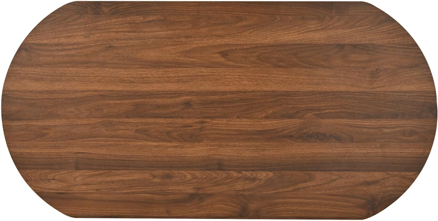 Oval Coffee Table with Lifting Top for Living Room Smart Coffee Table with Storage Mid Century Modern Coffee Tables with Adjustable Lift Top Coffee Tables Fluted Walnut 47.2'