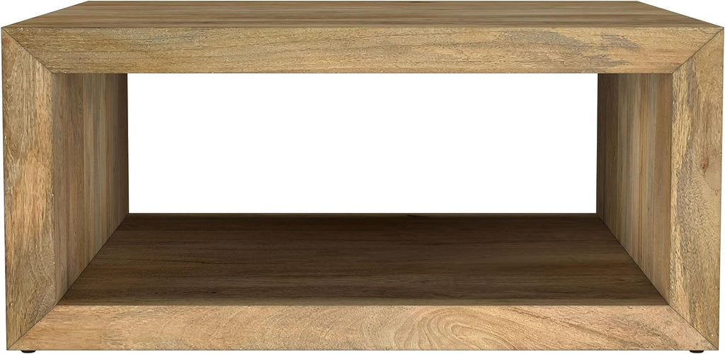 Coaster Home Furnishings - Benton - Mango Wood - Square Coffee Table with Low Profile and Open Shelf - Rustic - Living Room - 39-Inch - Natural - 706838