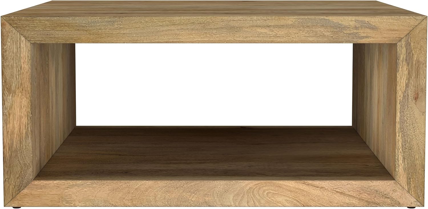 Coaster Home Furnishings - Benton - Mango Wood - Square Coffee Table with Low Profile and Open Shelf - Rustic - Living Room - 39-Inch - Natural - 706838